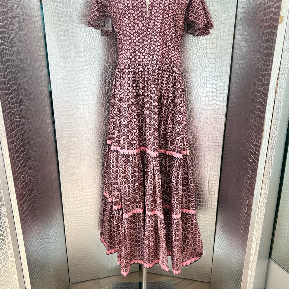 Oliphant Red and White Ruffled Tiered Sundress